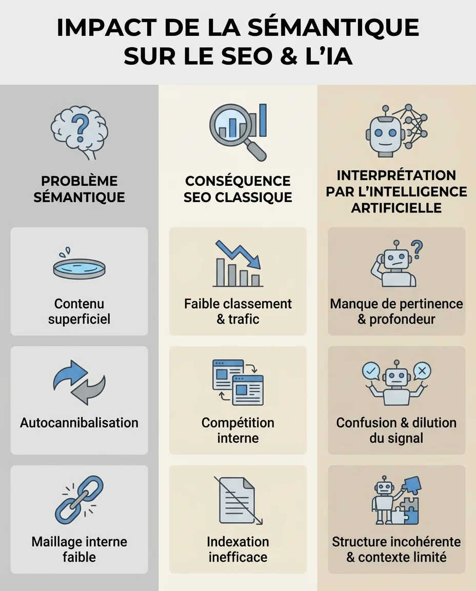 impact sémantique sur le SEO et l'IA